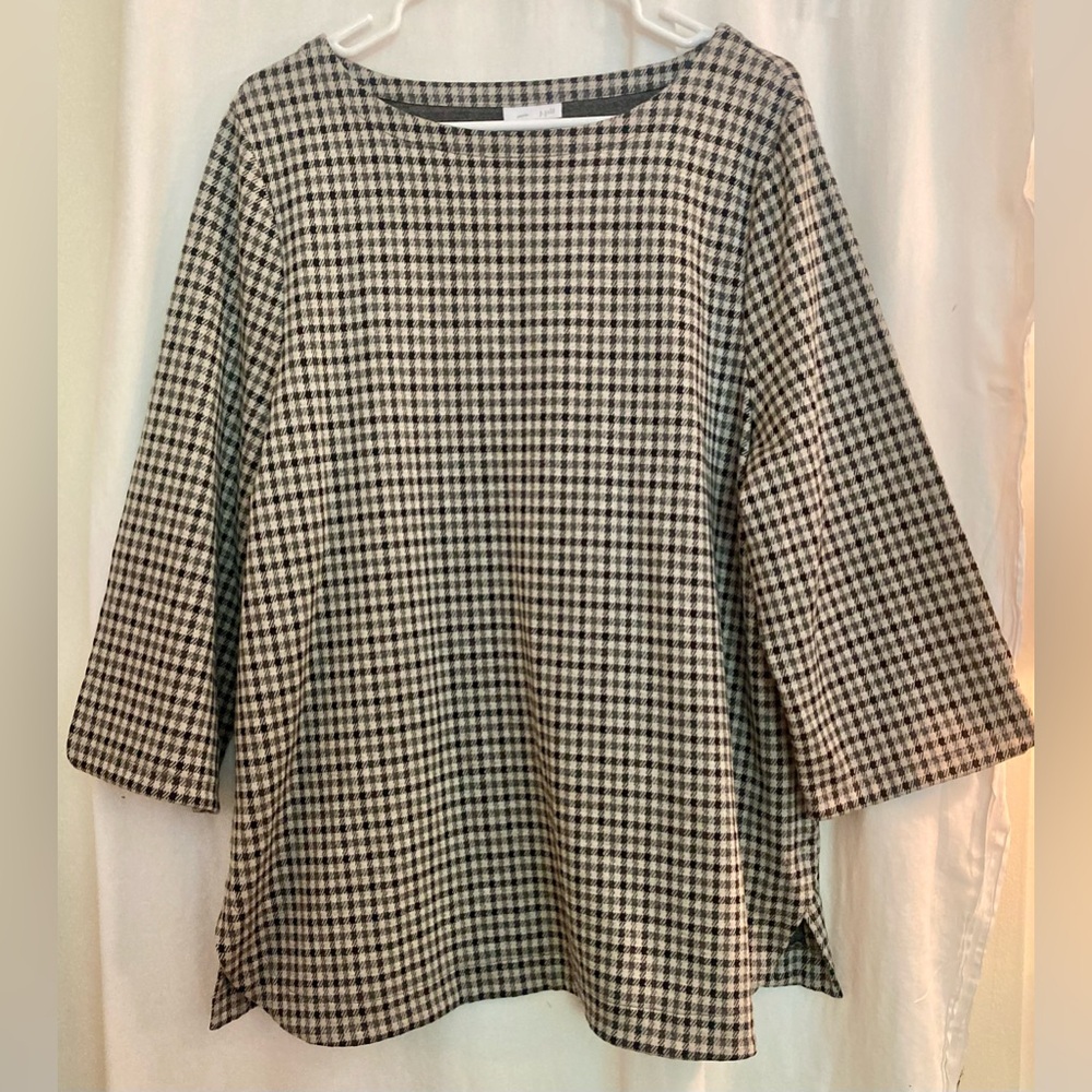 JJill Black and White Checkered Tunic Top